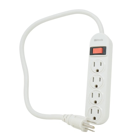 Southwire Power Strip, 4 Outlet(s) 1.5 ft., White 41299
